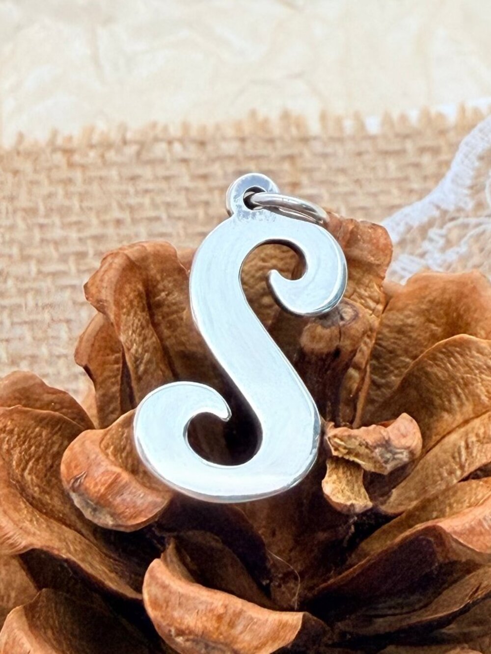 James Avery Large Script Initial S Charm Sterling Silver Letter Charm